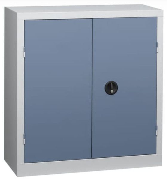 Armoire de bureau 2 portes gris et bleu Katu H 100 - Photo n°1