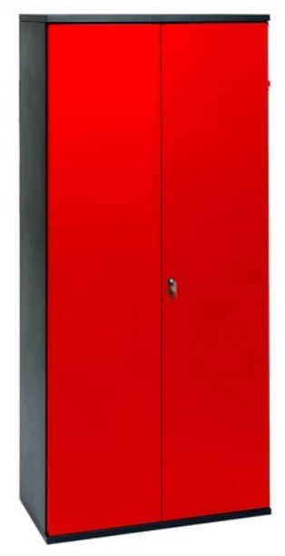 Armoire de bureau 2 portes métal rouge et noir Folia H 180 - Photo n°1