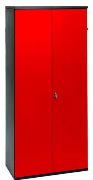 Armoire de bureau 2 portes métal rouge et noir Folia H 198 - Photo n°1