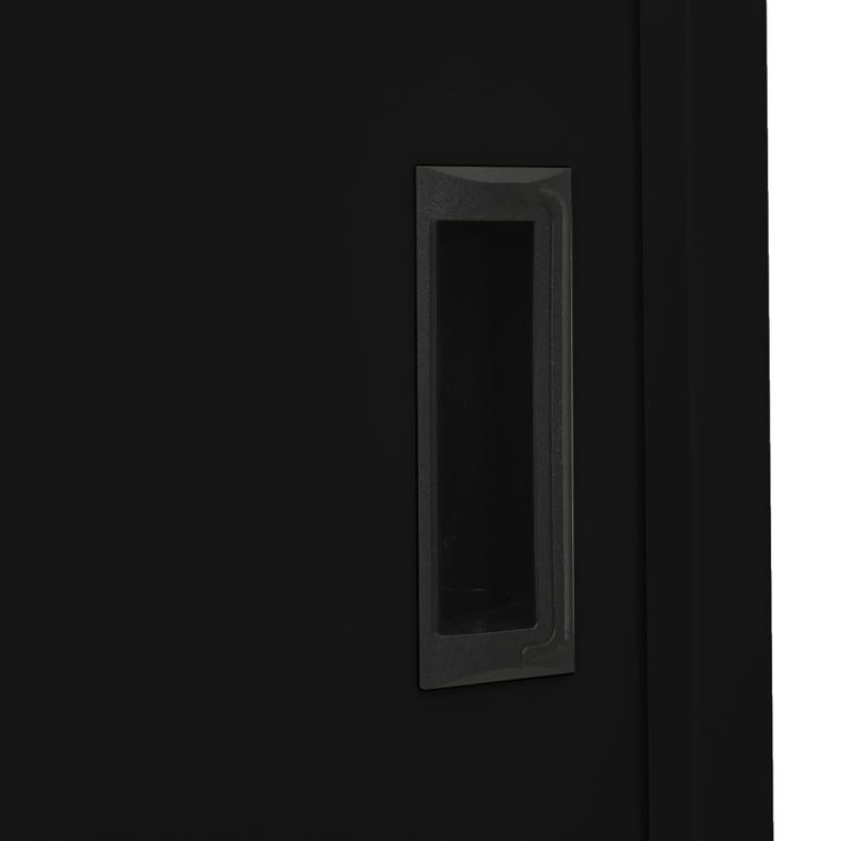 Armoire de bureau avec porte coulissante Noir 90x40x180cm Acier 2 - Photo n°7