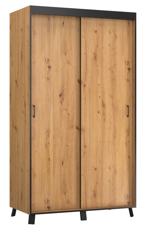 Armoire de chambre à 2 ou 3 portes coulissantes bois clair artisan Barko - 4 tailles - Photo n°4