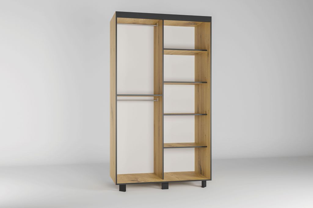Armoire de chambre à 2 ou 3 portes coulissantes bois clair artisan Barko - 4 tailles - Photo n°12