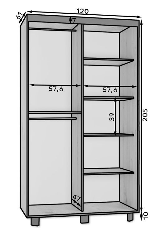 Armoire de chambre à 2 ou 3 portes coulissantes bois clair artisan et noir Sokano - 4 tailles - Photo n°14