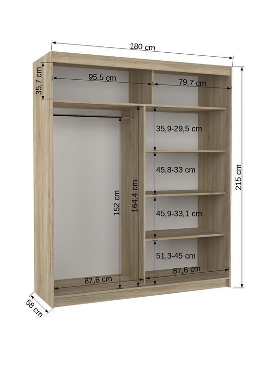 Armoire de chambre à coucher 2 portes coulissantes noir et miroir Dally 180 cm - Photo n°4