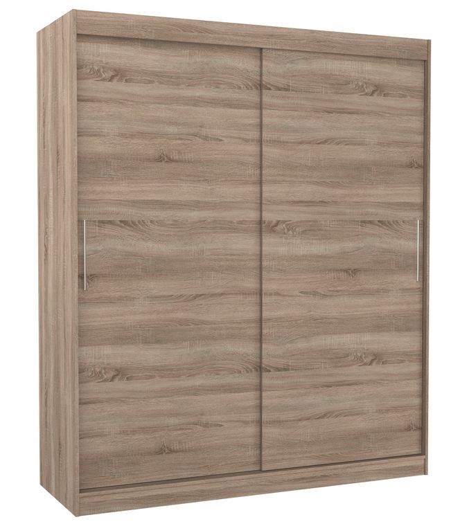 Armoire de chambre à coucher bois truffe 2 portes coulissantes Kelly 180 cm - Photo n°1