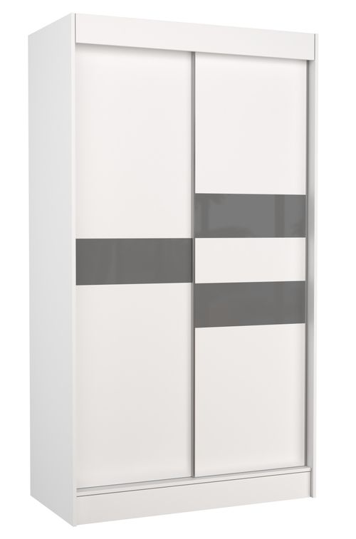 Armoire de chambre à portes coulissantes bois blanc mat et gris laqué Korza - 3 tailles - Photo n°3