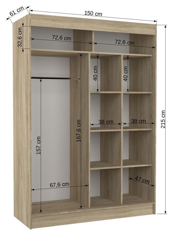 Armoire de chambre à portes coulissantes bois blanc mat et gris laqué Korza - 3 tailles - Photo n°5