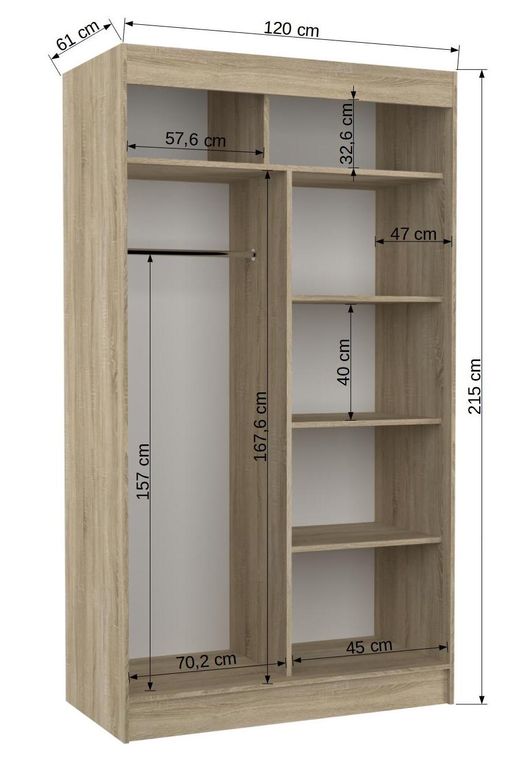 Armoire de chambre à portes coulissantes bois blanc mat et gris laqué Korza - 3 tailles - Photo n°6