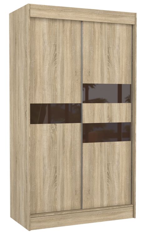 Armoire de chambre à portes coulissantes bois clair mat et marron laqué Korza - 3 tailles - Photo n°3