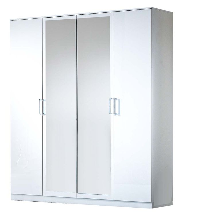 Armoire de chambre design 4 portes battantes bois laqué blanc Turin 181 cm - Photo n°1