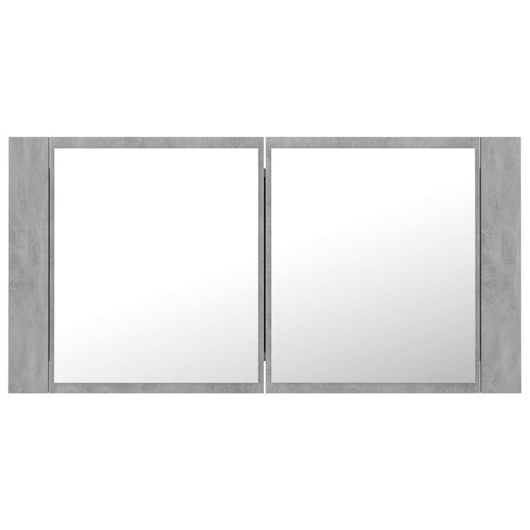 Armoire de salle de bain à miroir à LED Gris béton 90x12x45 cm - Photo n°9