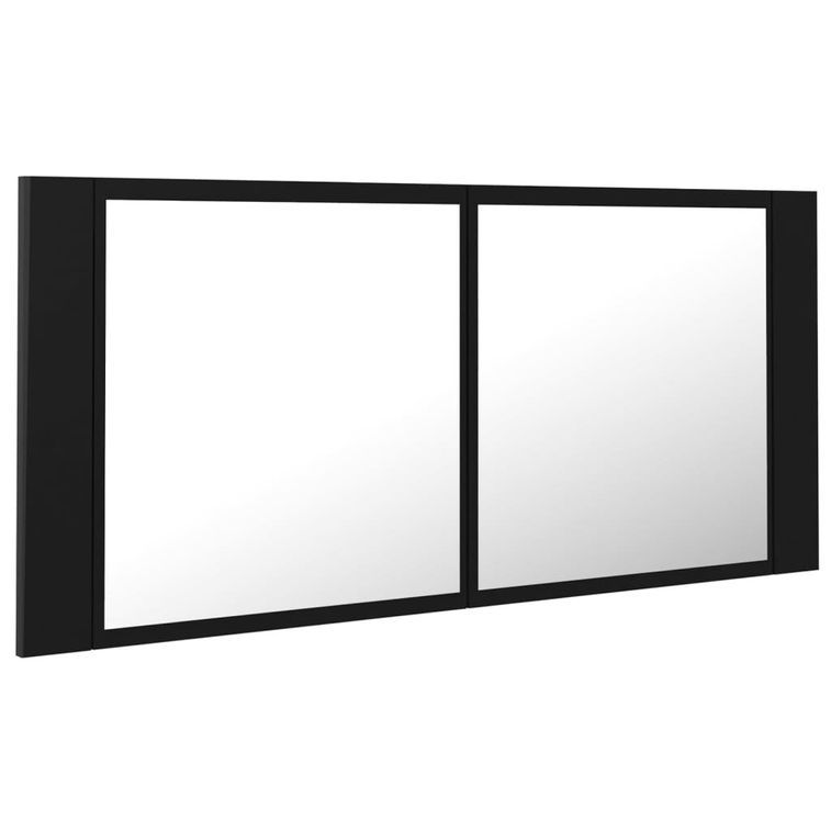 Armoire de salle de bain à miroir à LED Noir 100x12x45 cm - Photo n°8