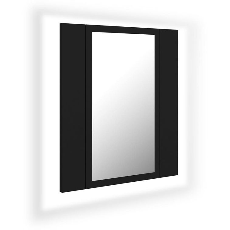 Armoire de salle de bain à miroir à LED Noir 40x12x45 cm - Photo n°2