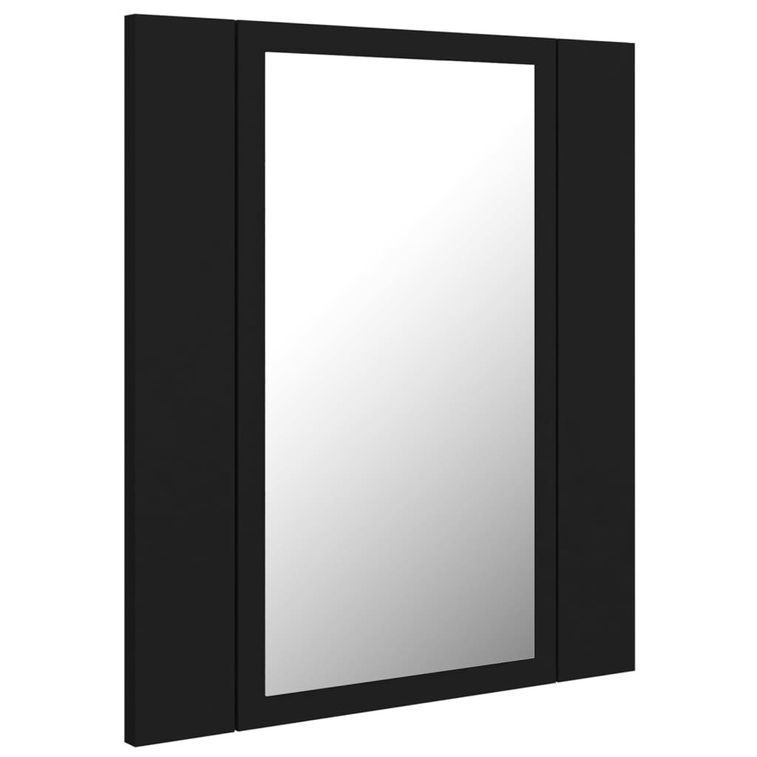 Armoire de salle de bain à miroir à LED Noir 40x12x45 cm - Photo n°8