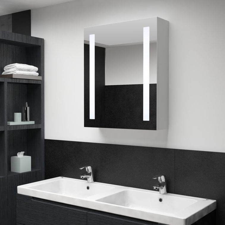 Armoire de salle de bain à miroir LED 50x13x70 cm 2 - Photo n°2