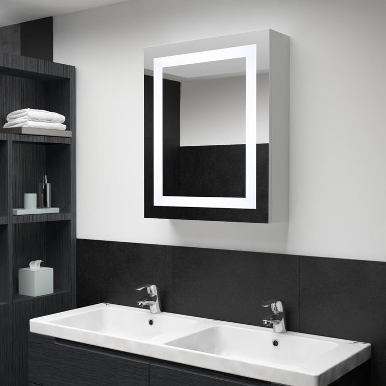 Armoire de salle de bain à miroir LED 50x13x70 cm - Photo n°2