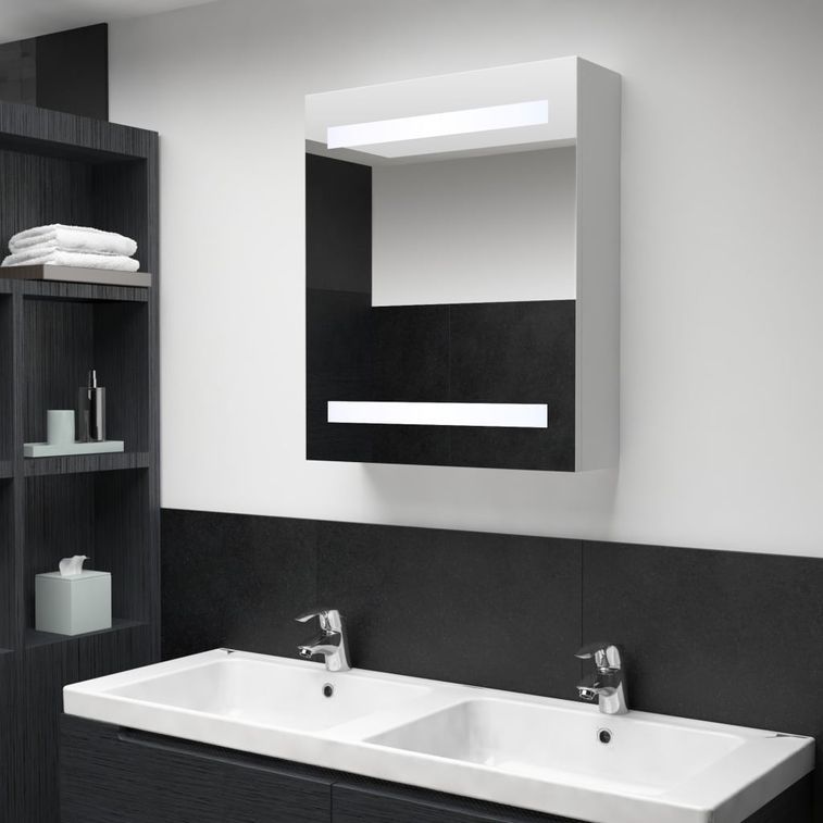Armoire de salle de bain à miroir LED 50x14x60 cm - Photo n°2
