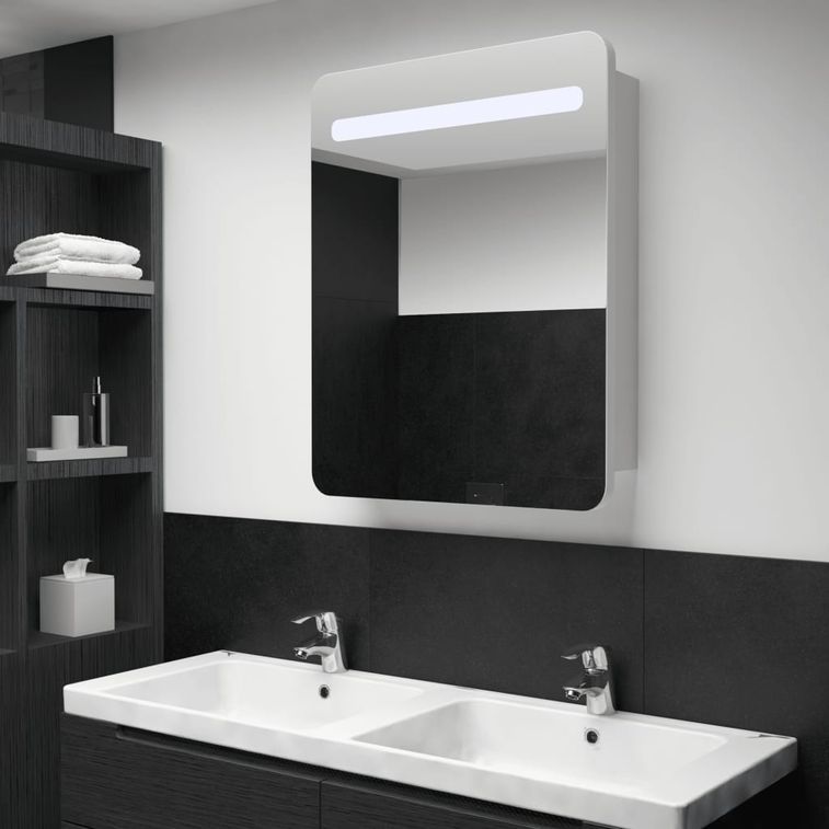 Armoire de salle de bain à miroir LED 60x11x80 cm - Photo n°2