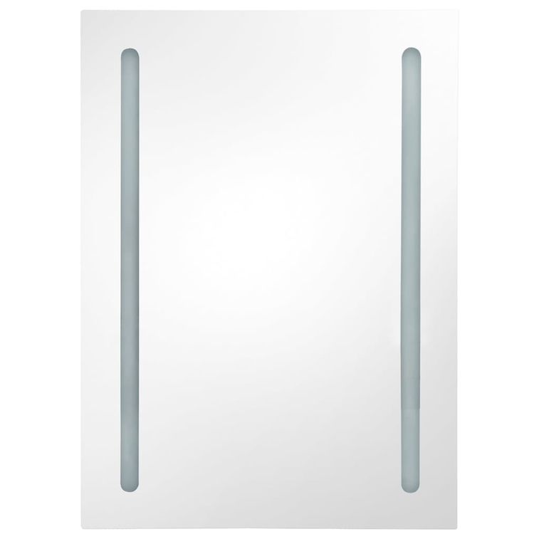 Armoire de salle de bain à miroir LED Blanc et chêne 50x13x70cm - Photo n°4
