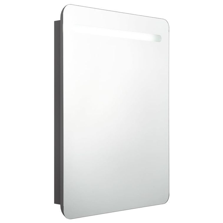 Armoire de salle de bain à miroir LED Gris 60x11x80 cm - Photo n°1