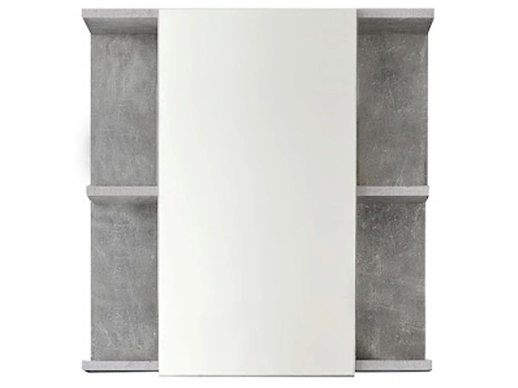 Armoire de toilette 1 porte mélaminé blanc et gris avec miroir Lenny - Photo n°1