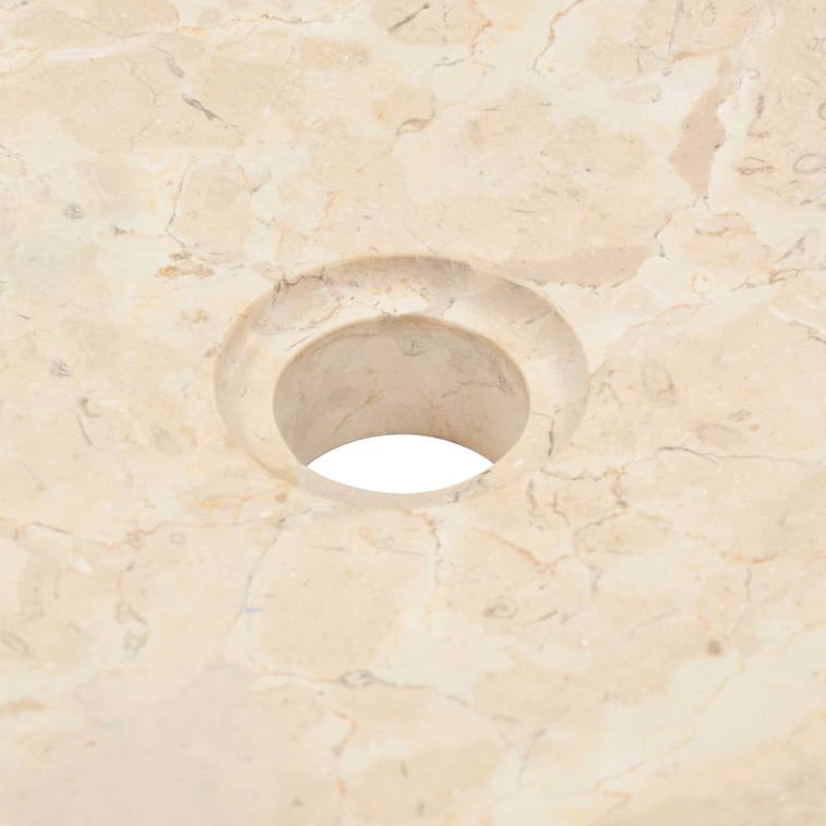 Armoire de toilette en teck solide avec lavabo en marbre Crème 3 - Photo n°8