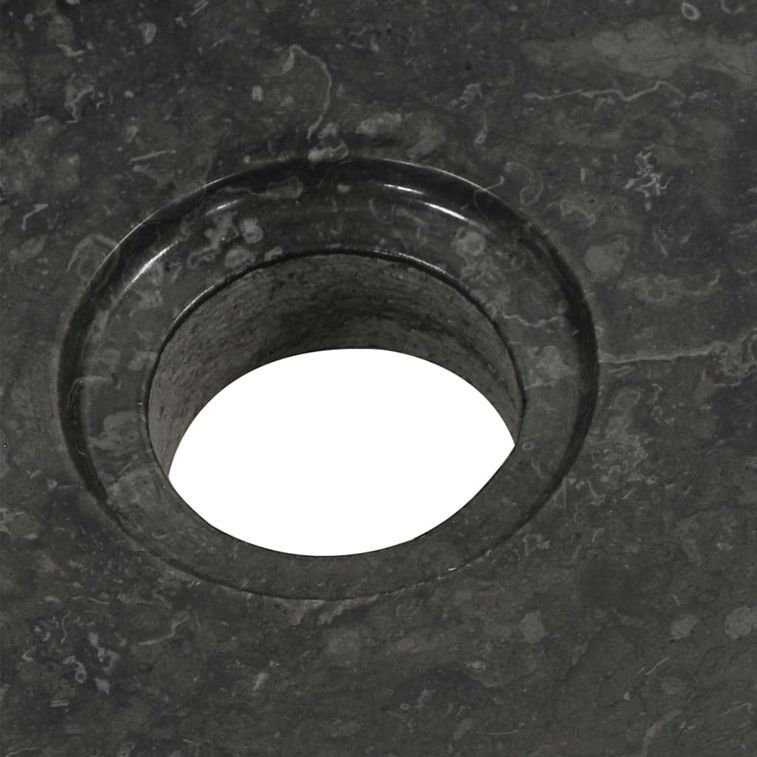 Armoire de toilette en teck solide avec lavabo en marbre Noir - Photo n°4