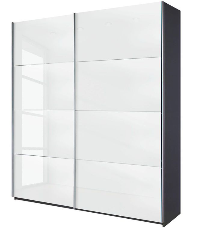 Armoire design 2 portes coulissantes verre teinté blanc Luxia - Photo n°1