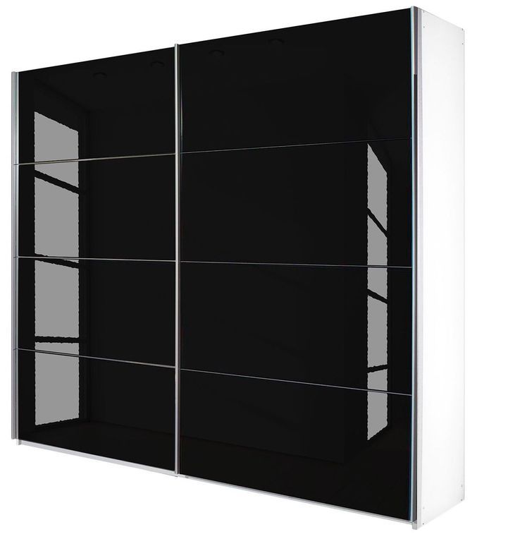 Armoire design 2 portes coulissantes verre teinté noir Luxia - Photo n°1