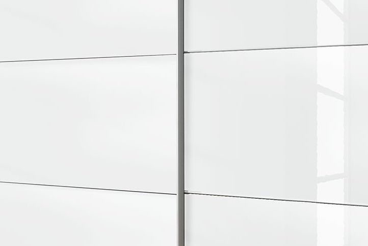 Armoire design 3 portes coulissantes 315 verre teinté blanc et chêne clair Sanremo Luxia - Photo n°2