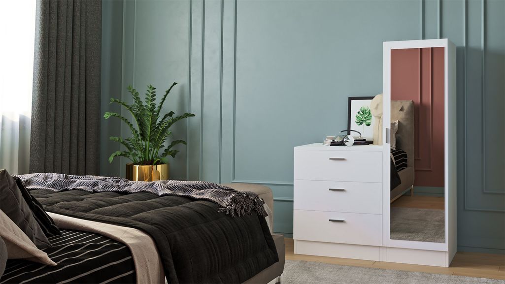 Armoire et commode polyvalente blanche Dreka 100 cm - Photo n°5