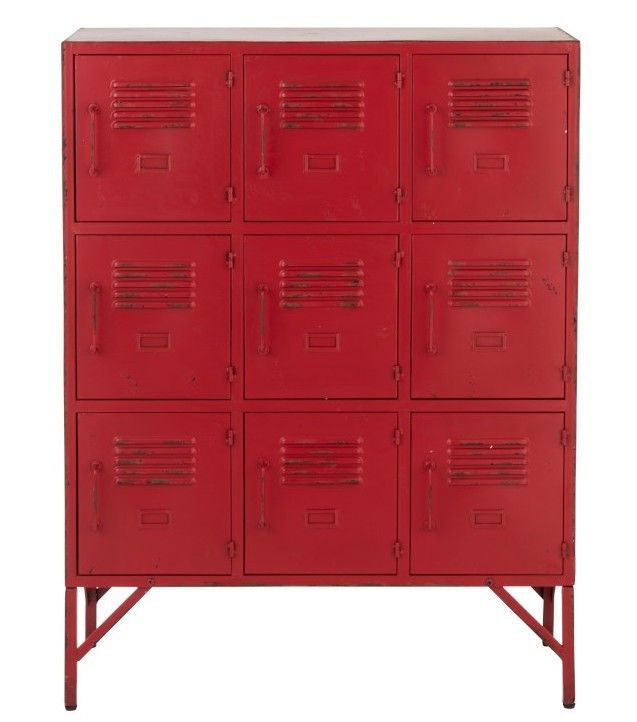 Armoire industrielle 9 tiroirs métal rouge Viho L 86 cm - Photo n°1