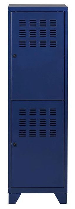 Armoire métal bleu nuit nacré 2 portes 2 portes avec serrures à loquet Box 134 cm - Photo n°1