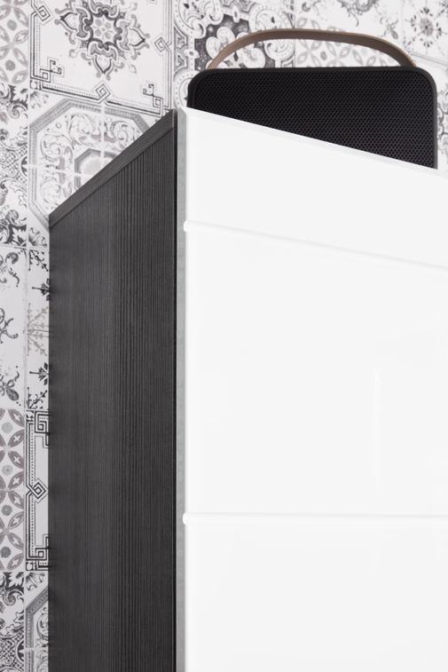 Armoire murale 1 porte blanc brillant et chêne gris Varok 37 cm - Photo n°9