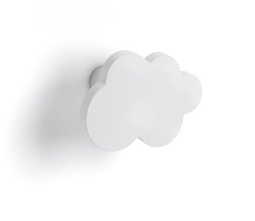 Armoire penderie bois clair avec miroir et pieds blanc et patère nuage blanc - Photo n°2