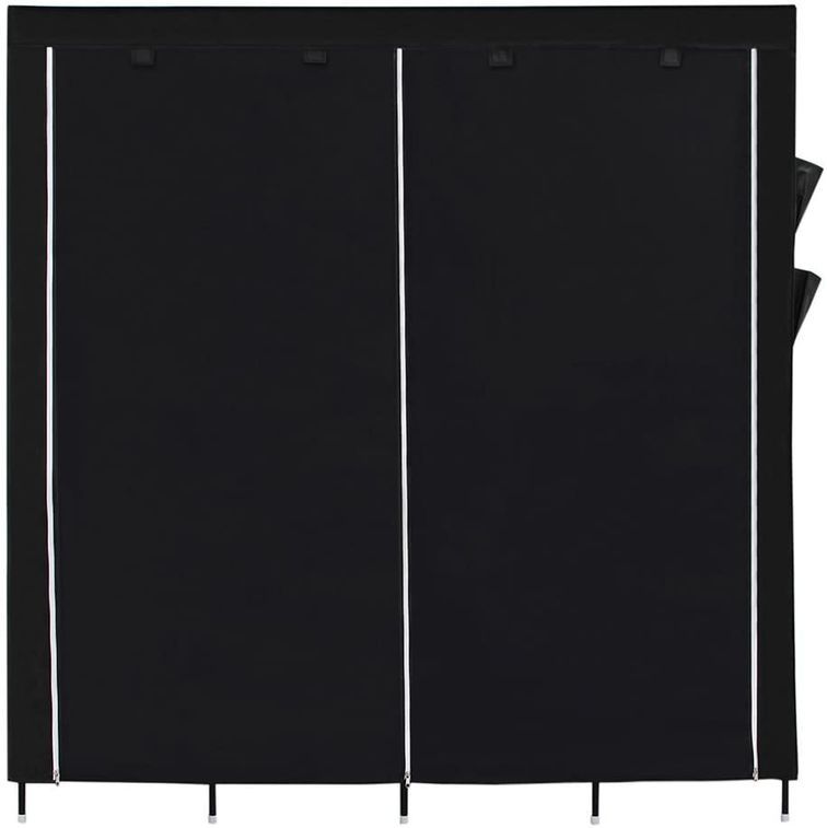 Armoire penderie toile noir L 168 x P 45 x H 180 cm - Photo n°4