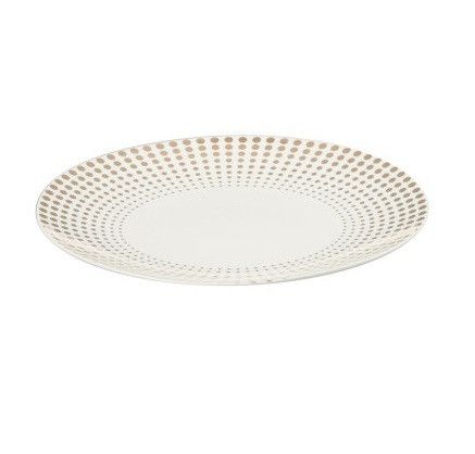 Assiette ronde céramique blanc et doré Narsh D 25 cm - Photo n°1