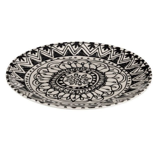 Assiette ronde céramique noir et blanc Bialli D 20 cm - Lot de 12 - Photo n°1