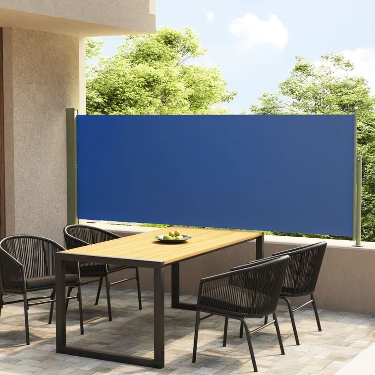 Auvent latéral rétractable de patio 117x300 cm Bleu - Photo n°2