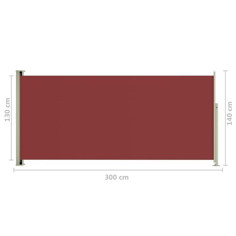 Auvent latéral rétractable de patio 140x300 cm Rouge - Photo n°8