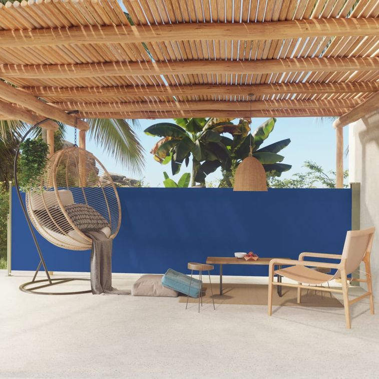 Auvent latéral rétractable de patio 140x500 cm Bleu - Photo n°2