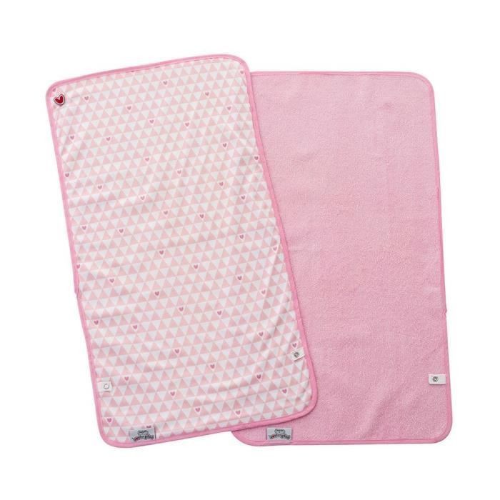 BABYTOLOVE Set de 2 serviettes a langer Pink Heart - Photo n°1