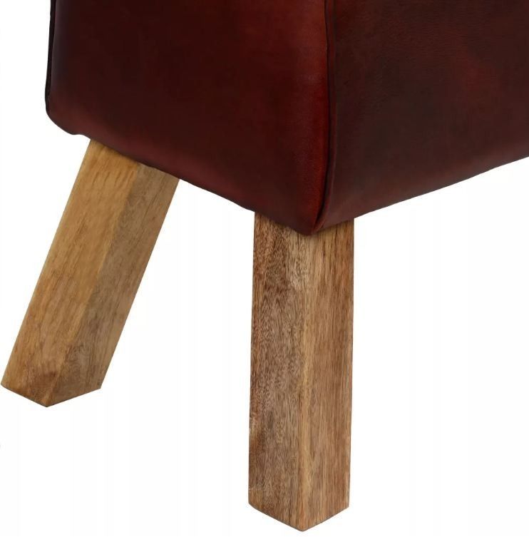 Banc assise cuir marron pieds bois massif Cuira 120 cm - Photo n°4