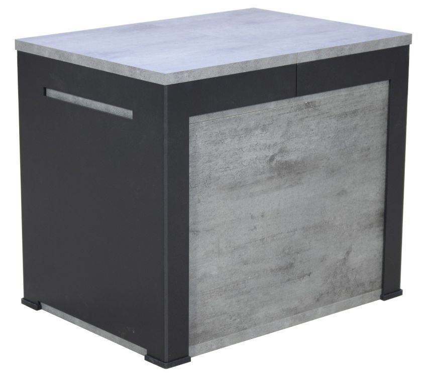 Banc extensible bois gris ciment et métal gris foncé 55 à 305 cm Amoza - Photo n°4