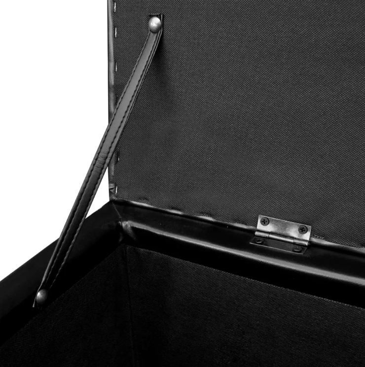 Banquette coffre capitonnée similicuir noir Mandai 118 cm - Photo n°6