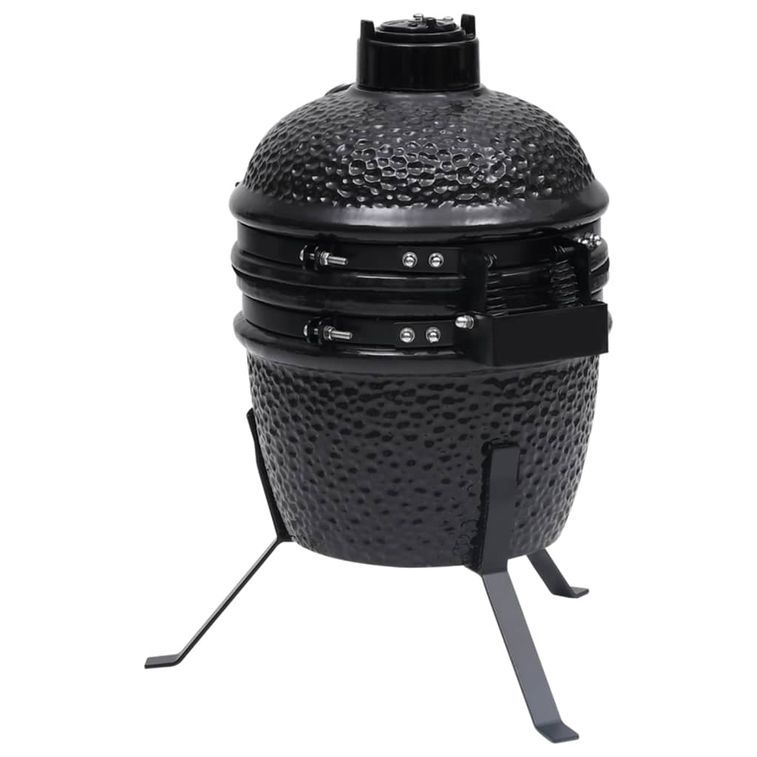 Barbecue à fumoir Kamado 2-en-1 Céramique 56 cm Noir - Photo n°8