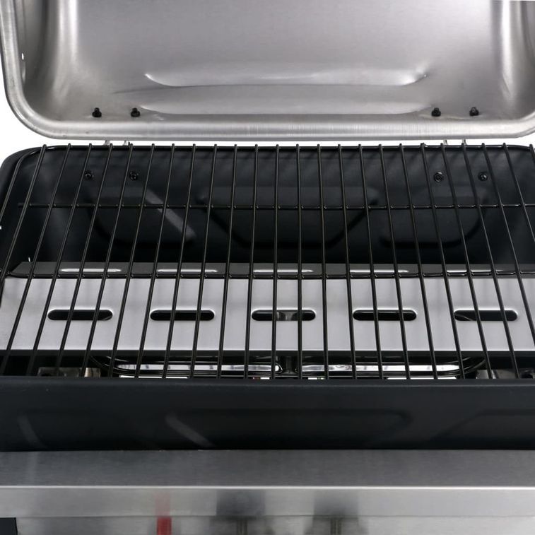 Barbecue à gaz avec tablette à 3 couches Noir et argenté - Photo n°6