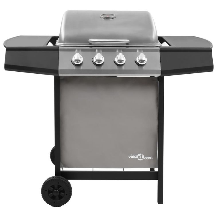 Barbecue gril à gaz avec 4 brûleurs Noir et argenté - Photo n°3