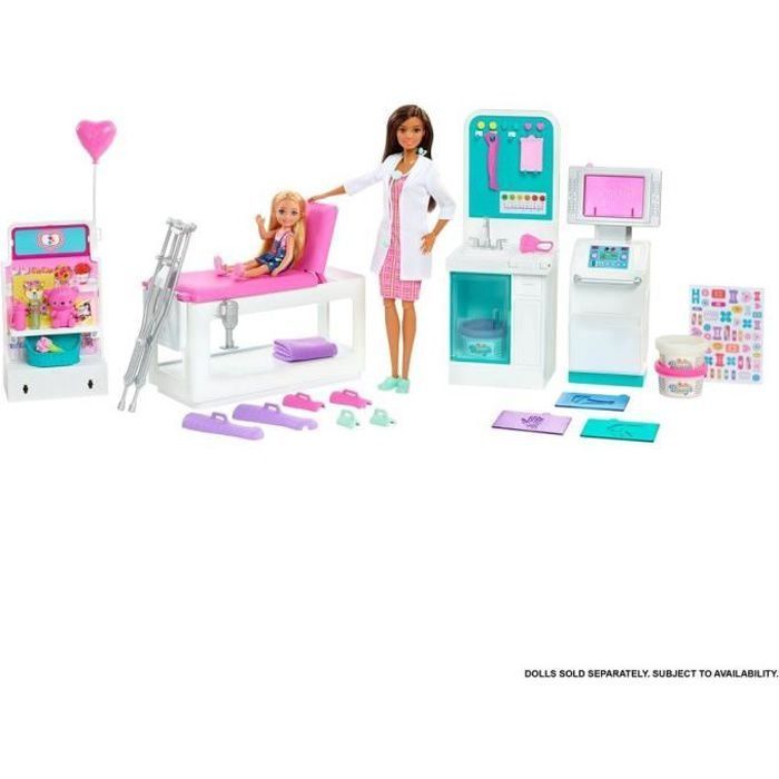 Barbie - Coffret Clinique de Barbie avec poupée Docteur brune et plus de 30 éléments et accessoires - Poupée Mannequin - Des 3 ans - Photo n°1