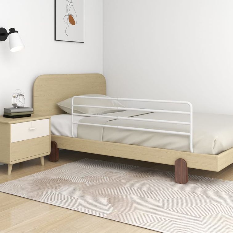 Barrière de sécurité de lit d'enfant Blanc (76-137)x55 cm Fer - Photo n°1